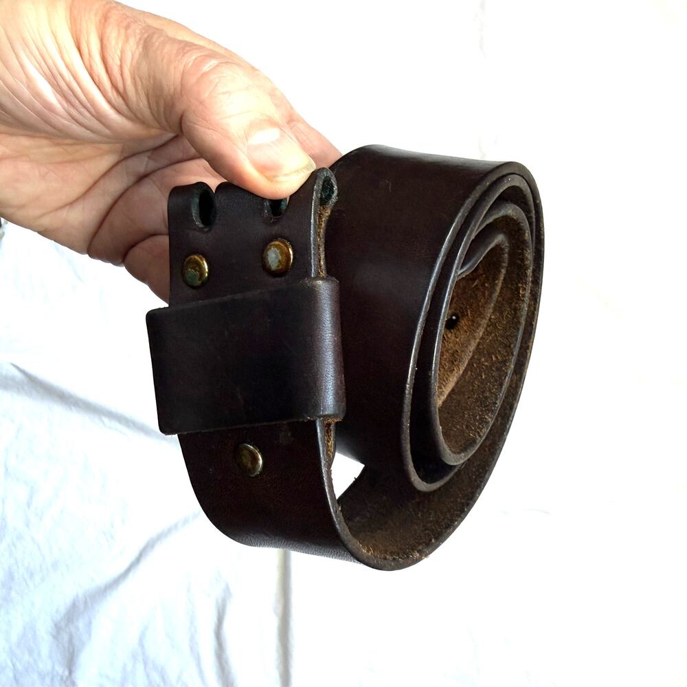 Vintage Men's L Snap On Leather Belt for Belt Buckles Brown 40" (no buckle inc)